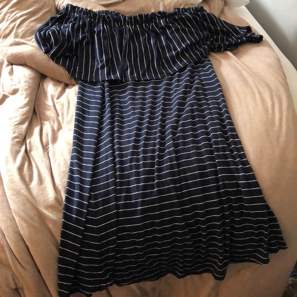 abercrombie & fitch striped off the shoulder dress